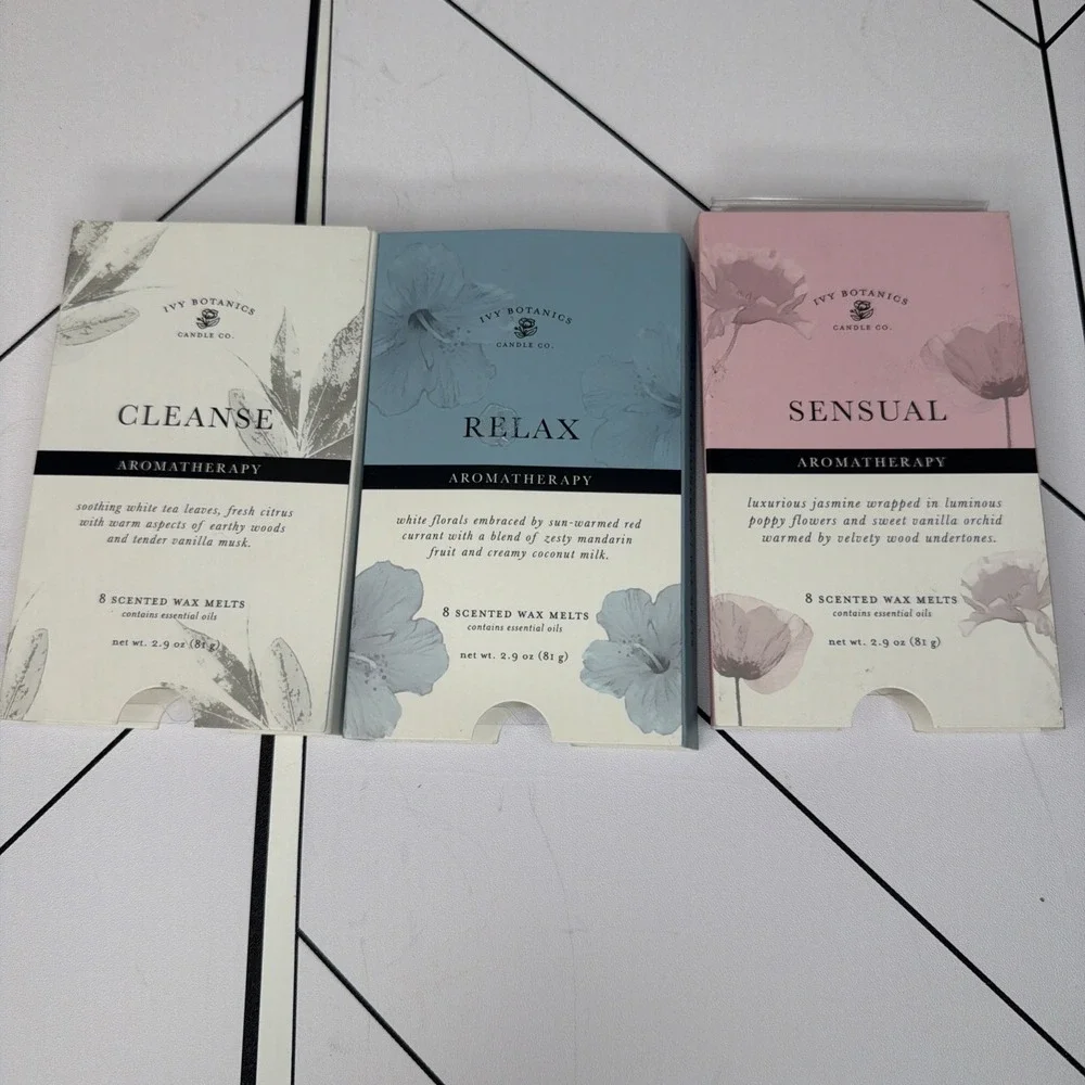 Lot Of 3 Ivy Botanics Candles Co. 2.9oz (81.g) 3 Pack Aromatherapy Cleanse Relax